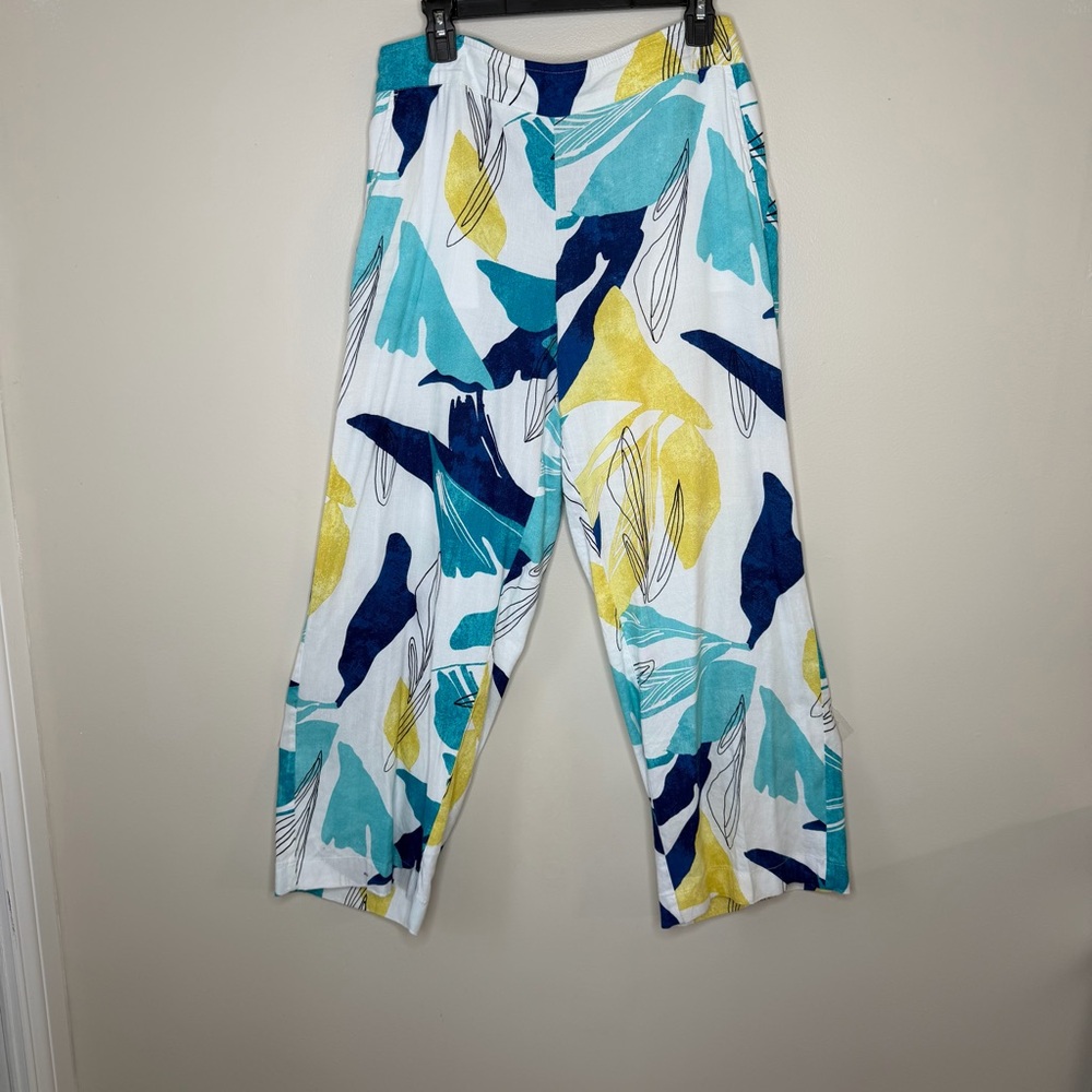 Chico's Vibrant Linen Lightweight Print Pants Size 16P - Picture 2 of 16